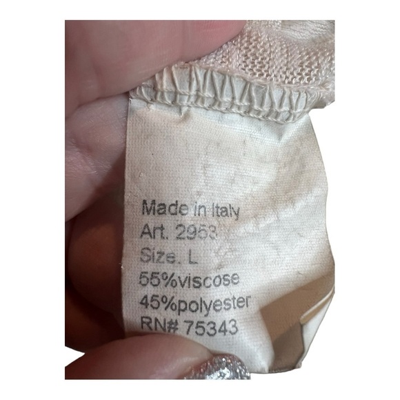 Elena Baldi Oat Sheer Cardigan with Contrasting Silky Hem Made in Italy Size L - Picture 8 of 12